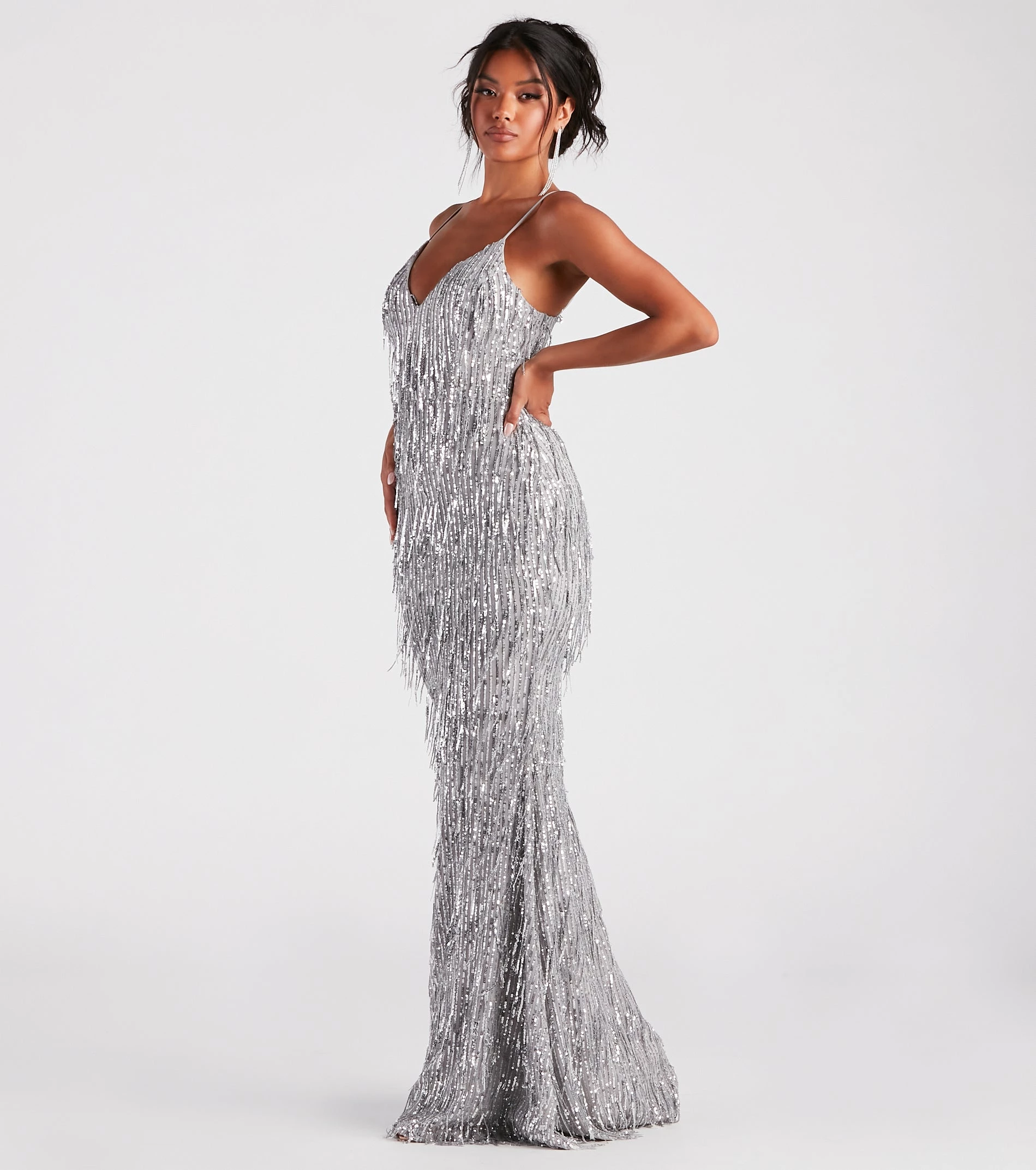 Windsor. Rebekah Formal Sequin Fringe Mermaid Dress 9 Windsor. Rebekah Formal Sequin Fringe Mermaid Dress - Image 7