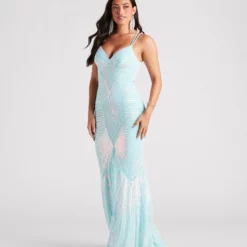 Windsor. Lyanna Formal Iridescent Sequin Mermaid Dress 24 Windsor. Lyanna Formal Iridescent Sequin Mermaid Dress -Deals Skirt Store 05002 7088 3 1