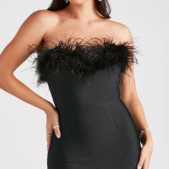 Windsor. Olivia Formal Marabou Feather Bandage Dress -Deals Skirt Store 05002 7345 4