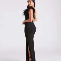 Windsor. Patricia Formal Crepe Marabou Long Dress 15 Windsor. Patricia Formal Crepe Marabou Long Dress -Deals Skirt Store 05002 7421 2