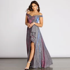 Windsor. Giannina Off Shoulder Glitter Shine Ball Gown 8 Windsor. Giannina Off Shoulder Glitter Shine Ball Gown -Deals Skirt Store 05004 0108 3