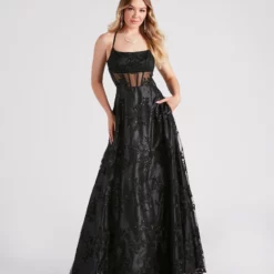 Windsor. Monica Sequin Embroidered Lace Ball Gown