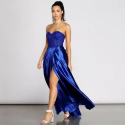 Windsor. Maya Floral Applique Satin A-Line Dress -Deals Skirt Store 05005 0003 4