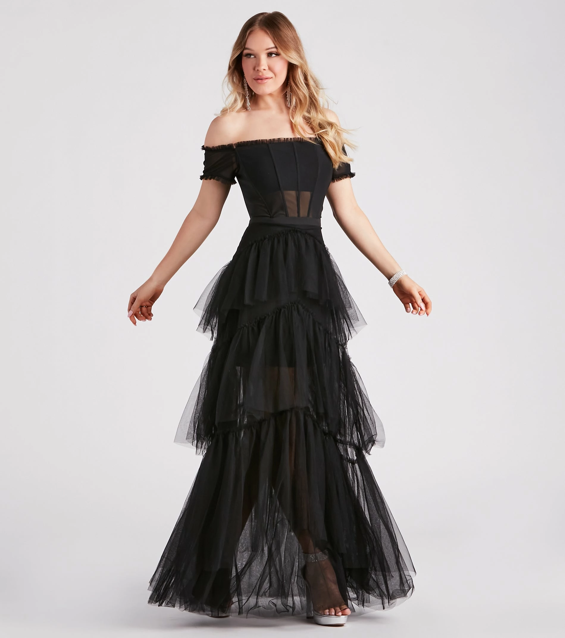 Windsor. Maggie Formal Tiered Tulle Dress 5 Windsor. Maggie Formal Tiered Tulle Dress - Image 3