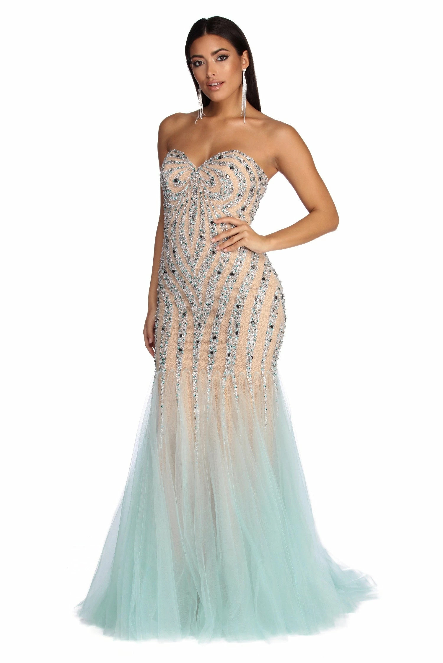 Windsor. Kari Strapless Beaded Tulle Dress 3 Windsor. Kari Strapless Beaded Tulle Dress