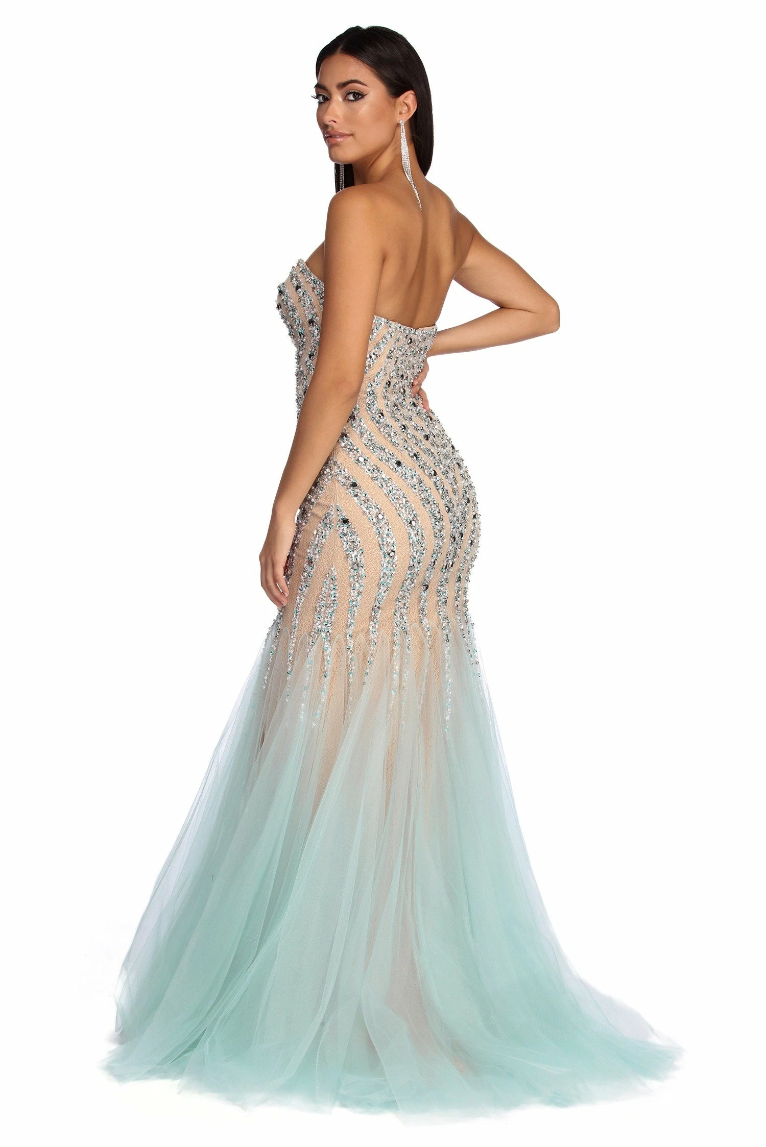 Windsor. Kari Strapless Beaded Tulle Dress 5 Windsor. Kari Strapless Beaded Tulle Dress - Image 3
