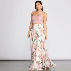 Windsor. Evie Floral Chiffon Two Piece Dress -Deals Skirt Store 05006 0081 3