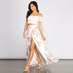 Windsor. Isadora Lace Two Piece Chiffon Floral Dress