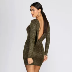 Windsor. Dazzle Diva Glitter Open Back Dress