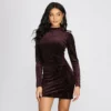 Windsor. Flocked Velvet Mock Neck Mini Dress -Deals Skirt Store 05101 0148 1