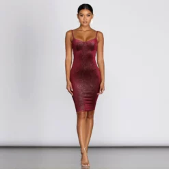 Windsor. Sweetheart Velvet Glitter Midi Dress