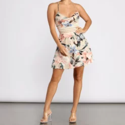 Windsor. Floral Fiesta Crochet Waist Skater Dress -Deals Skirt Store 05101 0329 4