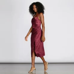 Windsor. Stylishly Fierce Satin Midi Dress 8 Windsor. Stylishly Fierce Satin Midi Dress -Deals Skirt Store 05101 0535 3