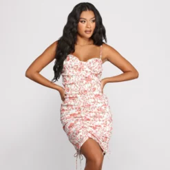 Windsor. Double Drawstring Floral Mini Dress