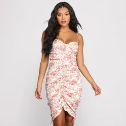 Windsor. Double Drawstring Floral Mini Dress -Deals Skirt Store 05101 0878 6