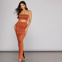 Windsor. Ruched To The Maxi Knit Dress -Deals Skirt Store 05101 0886 3