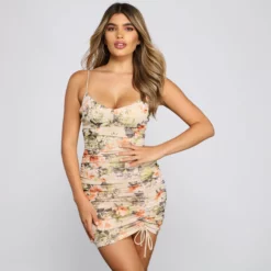 Windsor. Floral Mood Ruched Mini Dress