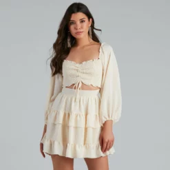 Windsor. So Sweet Ruffled Cutout Skater Dress -Deals Skirt Store 05101 1124 1 e322fc5c 1f8b 4b7a bc4b 4f3718b239f2