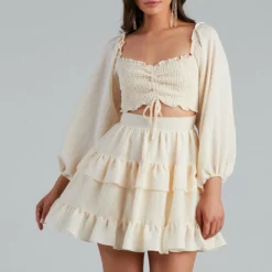 Windsor. So Sweet Ruffled Cutout Skater Dress -Deals Skirt Store 05101 1124 4 3078f86f 495b 42a7 91a0 a4f1afc916dd