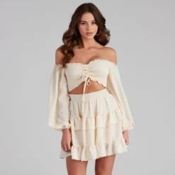 Windsor. So Sweet Ruffled Cutout Skater Dress -Deals Skirt Store 05101 1124 5
