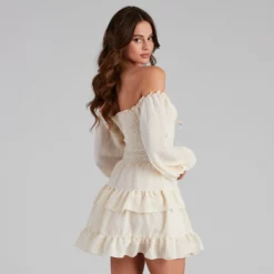 Windsor. So Sweet Ruffled Cutout Skater Dress -Deals Skirt Store 05101 1124 6