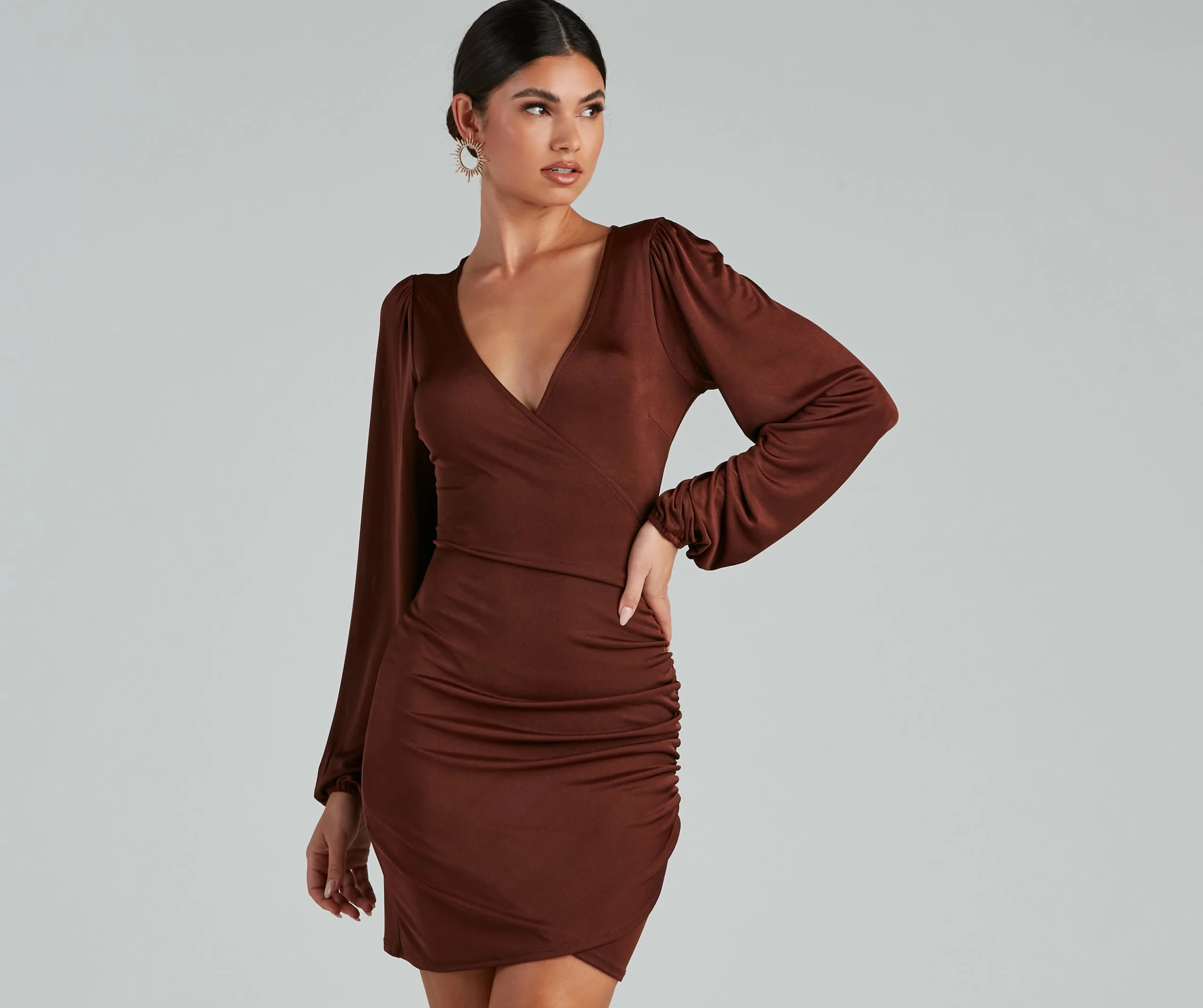 Windsor. Out For The Night Plunge Wrap Mini Dress 3 Windsor. Out For The Night Plunge Wrap Mini Dress