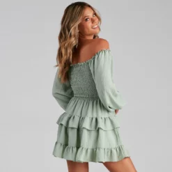 Windsor. So Sweet Ruffled Cutout Skater Dress -Deals Skirt Store 05101 1437 2