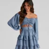 Windsor. So Sweet Ruffled Cutout Skater Dress -Deals Skirt Store 05101 1438 1