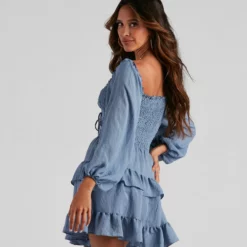 Windsor. So Sweet Ruffled Cutout Skater Dress -Deals Skirt Store 05101 1438 3