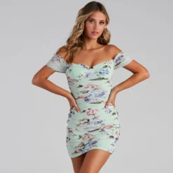 Windsor. Sweet And Stunning Pastel Floral Mesh Mini Dress