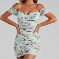 Windsor. Sweet And Stunning Pastel Floral Mesh Mini Dress -Deals Skirt Store 05101 1478 4