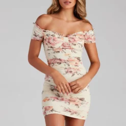 Windsor. Sweet And Stunning Rose Floral Mesh Mini Dress -Deals Skirt Store 05101 1586 3