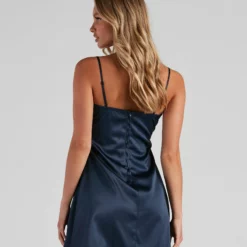 Windsor. Simple And Sleek Satin Mini Dress -Deals Skirt Store 05101 1675 3