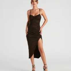 Windsor. Flaunt It Glitter Mesh Midi Dress