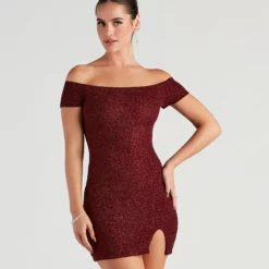 Windsor. Love Spark Glitter Off The Shoulder Dress