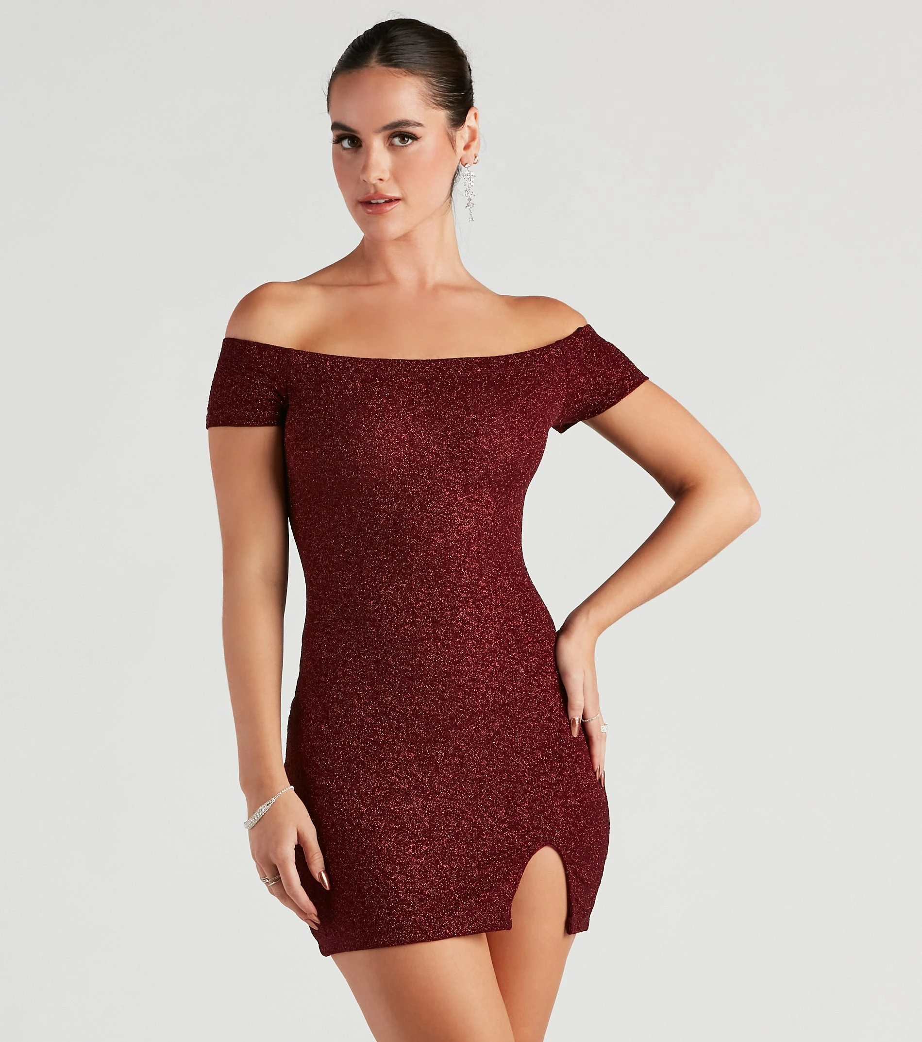 Windsor. Love Spark Glitter Off The Shoulder Dress 3 Windsor. Love Spark Glitter Off The Shoulder Dress