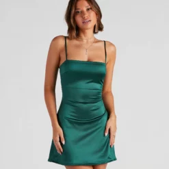 Windsor. Day Glow Satin A-Line Short Dress -Deals Skirt Store 05101 1843 1