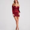 Windsor. Alluring Chic Off-The-Shoulder Satin Mini Dress