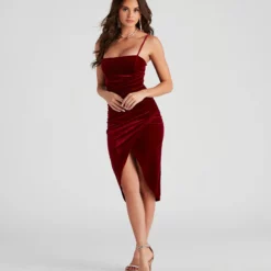 Windsor. Posh Party Pleated Velvet Midi Dress 8 Windsor. Posh Party Pleated Velvet Midi Dress -Deals Skirt Store 05101 1879 3