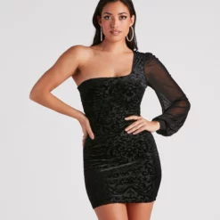Windsor. Dramatic Affair Velvet Burnout Mini Dress