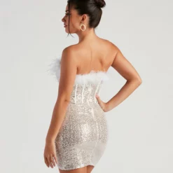 Windsor. Shining Impression Sequin Marabou Dress -Deals Skirt Store 05101 1925 2