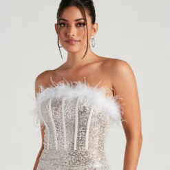 Windsor. Shining Impression Sequin Marabou Dress -Deals Skirt Store 05101 1925 4