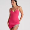 Windsor. Dazzle Darling Rhinestone Trim Mini Dress
