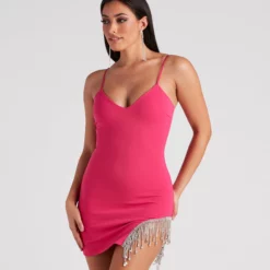 Windsor. Dazzle Darling Rhinestone Trim Mini Dress