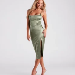 Windsor. Luxurious Night Satin Midi Dress -Deals Skirt Store 05101 1988 3 0ecd4826 bc44 42fe 9c7a b1b0cf9c3b29