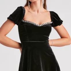 Windsor. Glamorous Occasion Rhinestone Velvet Skater Dress -Deals Skirt Store 05101 2050 4