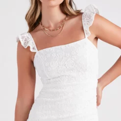 Windsor. Spring It One Lace Ruffle Strap Mini Dress 9 Windsor. Spring It One Lace Ruffle Strap Mini Dress -Deals Skirt Store 05101 2142 4