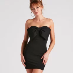Windsor. You're A Gift Bow Crepe Mini Dress