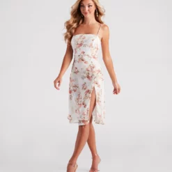 Windsor. Fall For Floral Chiffon Midi Dress -Deals Skirt Store 05101 2249 3