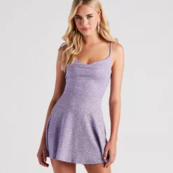 Windsor. Let It Glow Glitter Rhinestone Skater Dress